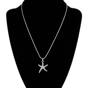 Silver-Tone Crystal Starfish Pendant Necklace